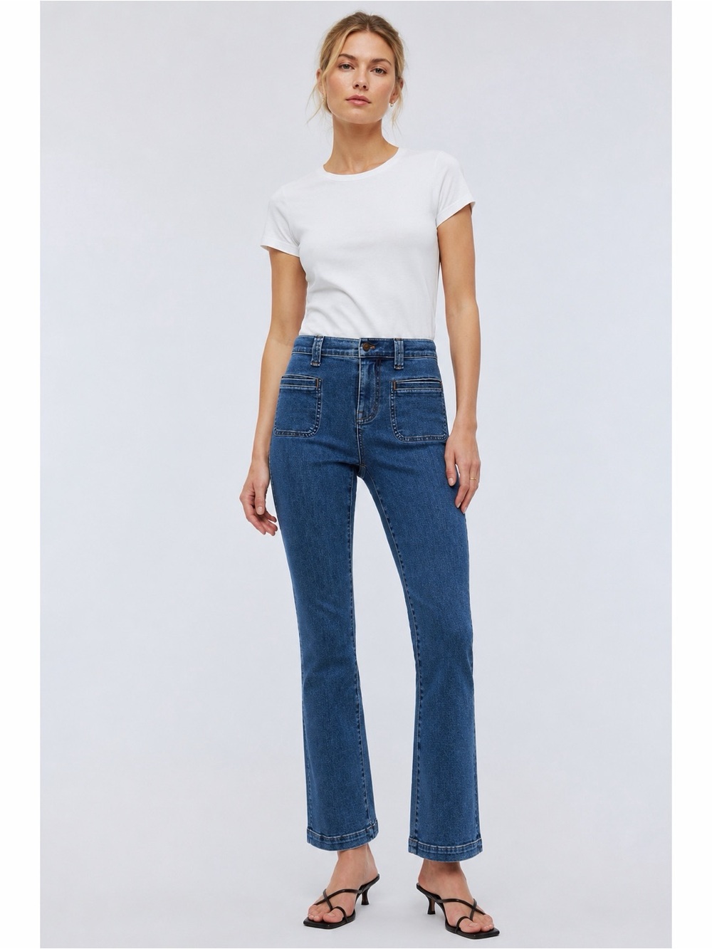 Madewell Woman Blue Mid Rise Kick Out Bootcut Jeans US27 Classic Preppy Western